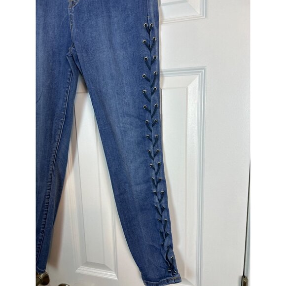 Pacsun Women's Y2K Perfect Fit Ankle Jegging Jeans Blue Side Lace Up Denim 28 - Picture 2 of 12